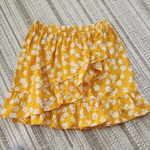 Floral Yellow Ruffle Skirt